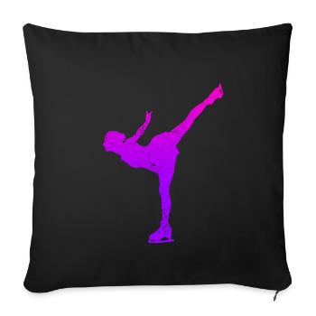 Eislaufmädchen Schlittschuh Eiskunstlauf Motiv Eis - Sofakissenbezug 45 x 45 cm - Schwarz - Vorne