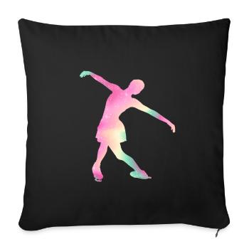 Eislaufmädchen Schlittschuh Geschenk für Eislaufkö - Sofakissenbezug 45 x 45 cm - Schwarz - Vorne