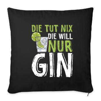Gin Ginsprüche Cocktail Geschenk für Gin Liebhaber - Sofakissenbezug 45 x 45 cm - Schwarz - Vorne