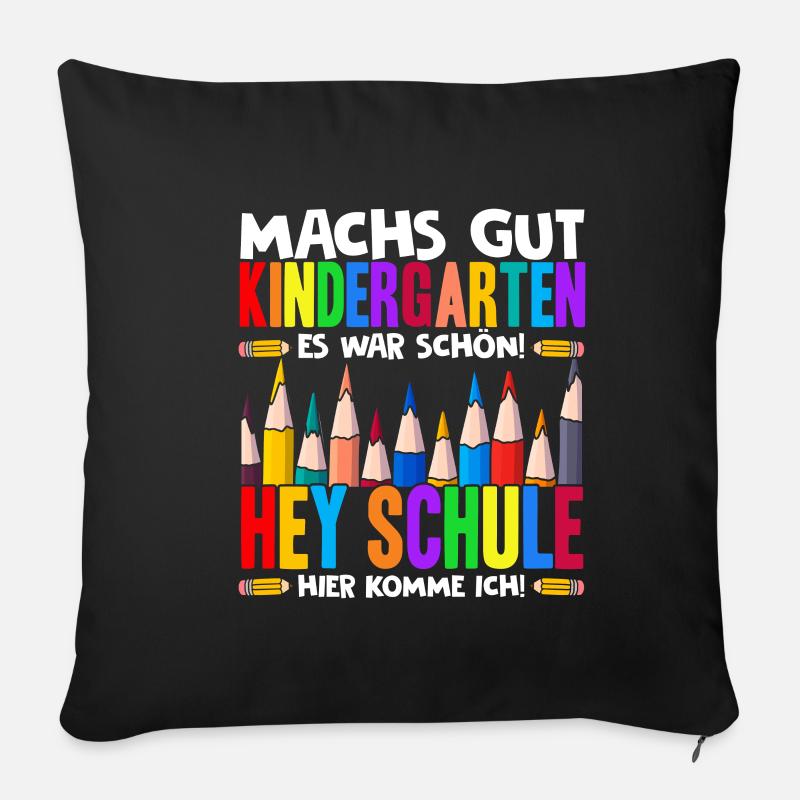 Schulkind Ende Kindergarten Dino Erste Klasse Schu - Sofakissenbezug 45 x 45 cm - Schwarz