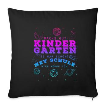Schulkind Ende Kindergarten Dino Erste Klasse Schu - Sofakissenbezug 45 x 45 cm - Schwarz - Vorne