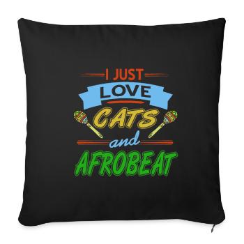 I just love cats and afrobeat - Sofa pillowcase 17,3'' x 17,3'' (45 x 45 cm) - black - Front