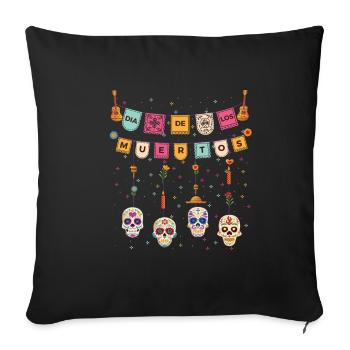 Dia de los muertos Mexique mort le jour du crâne de sucre - Housse de coussin décorative 45 x 45 cm - noir - Devant