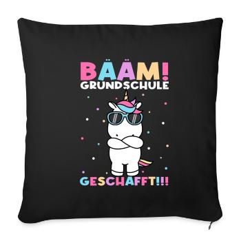BÄÄM Grundschule Geschafft - Abschluss Geschenk Sc - Sofakissenbezug 45 x 45 cm - Schwarz - Vorne