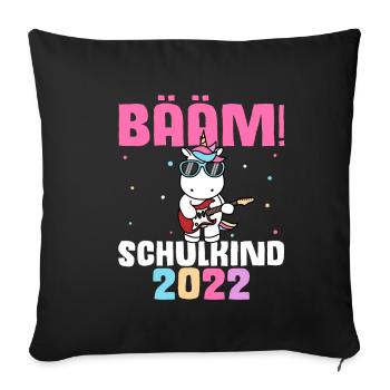 BÄÄM SCHULKIND 2022- Schulkind Schulanfang Grundsc - Sofakissenbezug 45 x 45 cm - Schwarz - Vorne