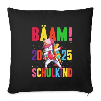 BÄÄM SCHULKIND 2025- Schulkind Schulanfang Grundsc - Sofakissenbezug 45 x 45 cm - Schwarz - Vorne