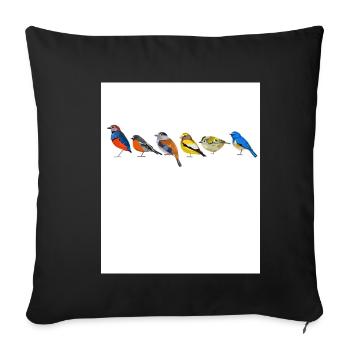 Vogelmotiv Vögel Amsel Rotkehlchen Geschenk Vogelf - Sofakissenbezug 45 x 45 cm - Schwarz - Vorne