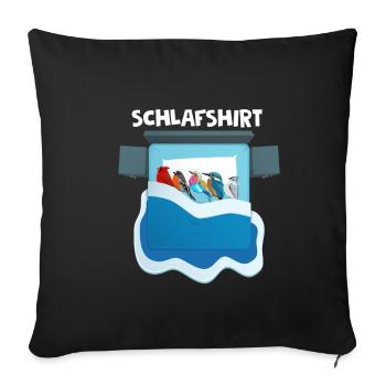Schlafshirt Vogelmotiv Vögel Amsel Rotkehlchen Vog - Sofakissenbezug 45 x 45 cm - Schwarz - Vorne