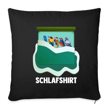 Schlafshirt Vogelmotiv Amsel Rotkehlchen Vogel Lie - Sofakissenbezug 45 x 45 cm - Schwarz - Vorne