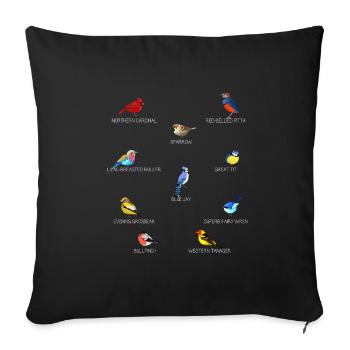 Vogelmotiv Vögel Amsel Rotkehlchen Geschenk Vogelf - Sofakissenbezug 45 x 45 cm - Schwarz - Vorne