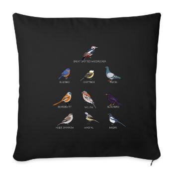 Vogelmotiv Amsel Rotkehlchen Geschenk Vogel Liebha - Sofakissenbezug 45 x 45 cm - Schwarz - Vorne