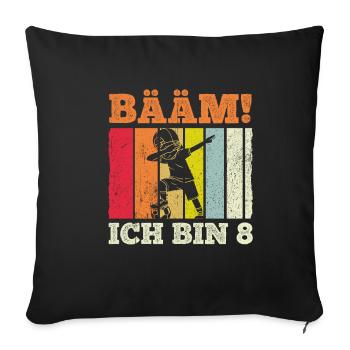 BÄÄM Ich bin 8 Dabbing Geburtstagsshirt 8 Jahre Ju - Sofakissenbezug 45 x 45 cm - Schwarz - Vorne