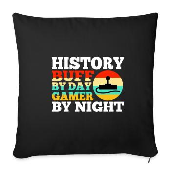 Histoire par joueur de jour la nuit - Housse de coussin décorative 45 x 45 cm - noir - Devant
