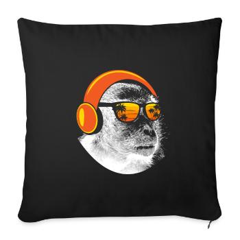 Monkey DJ mit Kopfhörer und Sonnenbrille Geschenki - Sofakissenbezug 45 x 45 cm - Schwarz - Vorne
