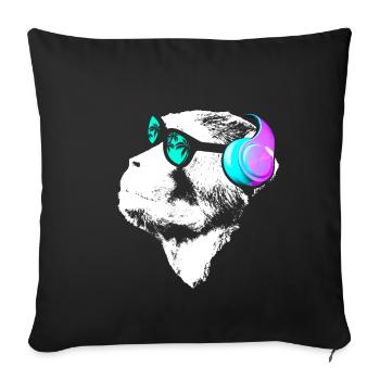 Affe DJ mit Kopfhörer und Sonnenbrille Geschenk Pa - Sofakissenbezug 45 x 45 cm - Schwarz - Vorne