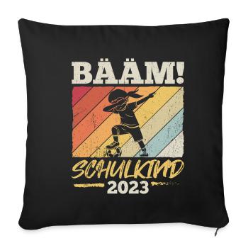 BÄÄM SCHULKIND 2023- Schulkind Schulanfang Grundsc - Sofakissenbezug 45 x 45 cm - Schwarz - Vorne