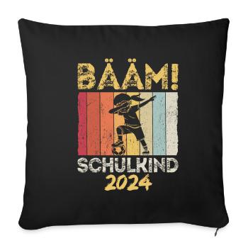 BÄÄM SCHULKIND 2024- Schulkind Geschenk für Einsch - Sofakissenbezug 45 x 45 cm - Schwarz - Vorne