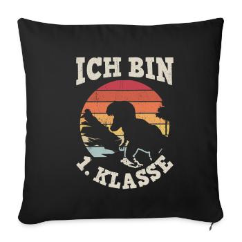 Ich Bin 1. Klasse Dino Dinosaurier Geschenk Schulk - Sofakissenbezug 45 x 45 cm - Schwarz - Vorne