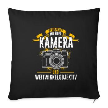 Kamera Fotokamera Kamera Geschenk Fotograf Künstle - Sofakissenbezug 45 x 45 cm - Schwarz - Vorne