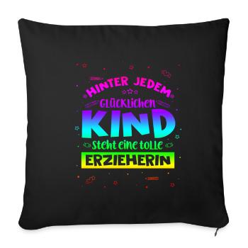 Erzieherin Kita Kiga Kindergarten Tagesmutter Erzi - Sofakissenbezug 45 x 45 cm - Schwarz - Vorne
