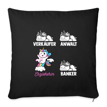 Erzieherin Kita Kiga Kindergarten Tagesmutter Erzi - Sofakissenbezug 45 x 45 cm - Schwarz - Vorne