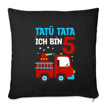 Feuerwehr Blaulicht Feuwehrwagen Kind Feuerwehrmot - Sofakissenbezug 45 x 45 cm - Schwarz - Vorne