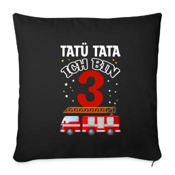 Blaulicht Feuerwehrauto KiTa KiTaoutfit Feuerwehr - Sofakissenbezug 45 x 45 cm - Schwarz - Vorne