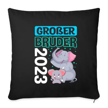 Großer Bruder 2023 - Elefant neues Baby Familie Ge - Sofakissenbezug 45 x 45 cm - Schwarz - Vorne