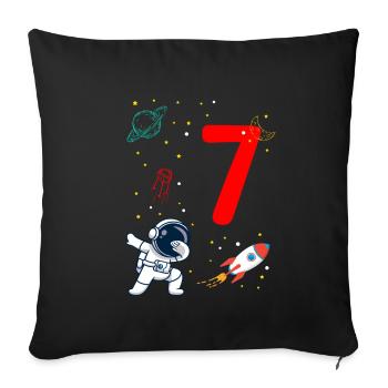 Astronaut Weltall Dabbing Motiv Planet Raktete 7. - Sofakissenbezug 45 x 45 cm - Schwarz - Vorne
