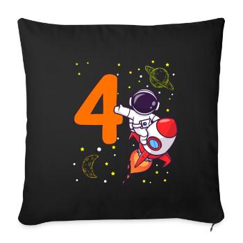 Astronaut Weltall Dabbing Motiv Planet Raktete 4. - Sofakissenbezug 45 x 45 cm - Schwarz - Vorne