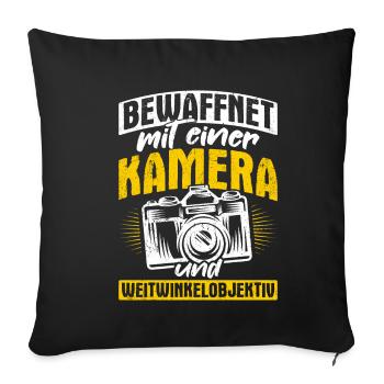 Kamera Fotokamera Kamera Spruch Fotografieren Foto - Sofakissenbezug 45 x 45 cm - Schwarz - Vorne