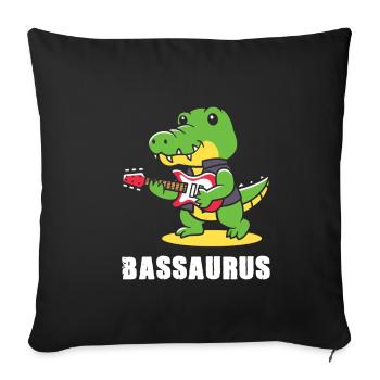 Bassaurus T-Rex Bass Dinosaurier Rock Bassist - Sofakissenbezug 45 x 45 cm - Schwarz - Vorne