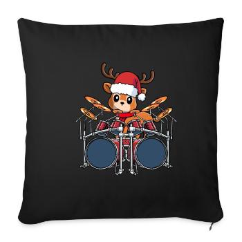 Drumset Drummer Vintage Christmas Tree Xmas Drum F - Sofakissenbezug 45 x 45 cm - Schwarz - Vorne
