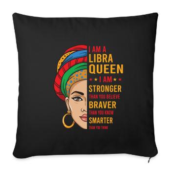 Libra Queen Geschenk Tierkreis Sternzeichen Waage - Sofakissenbezug 45 x 45 cm - Schwarz - Vorne