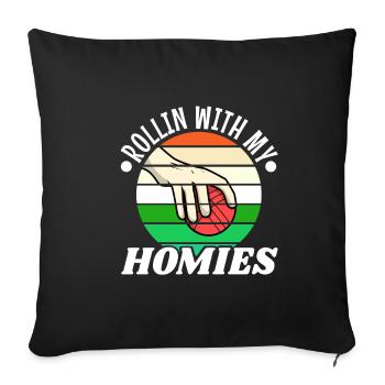 Rollin with my homies Bocce Ball - Sofa pillowcase 17,3'' x 17,3'' (45 x 45 cm) - black - Front