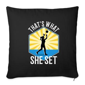Thats what she set volleyball - Sofa pillowcase 17,3'' x 17,3'' (45 x 45 cm) - black - Front