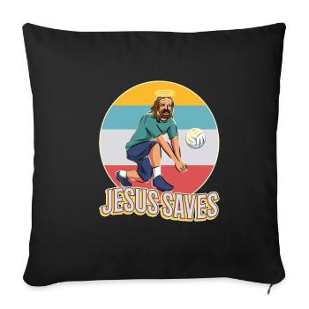 Jesus and Volleyball - Sofa pillowcase 17,3'' x 17,3'' (45 x 45 cm) - black - Front