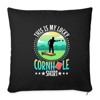C’est ma chemise porte-bonheur en cornhole - Housse de coussin décorative 45 x 45 cm - noir - Devant