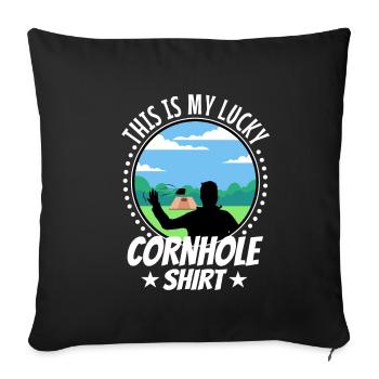 C’est ma chemise porte-bonheur en cornhole - Housse de coussin décorative 45 x 45 cm - noir - Devant