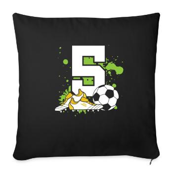 Football Anniversaire 5 ans Jeunes enfants - Housse de coussin décorative 45 x 45 cm - noir - Devant