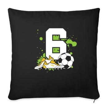 Football Anniversaire 6 ans Jeunes enfants - Housse de coussin décorative 45 x 45 cm - noir - Devant