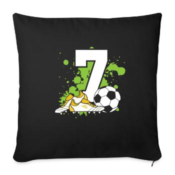 Football Anniversaire 7 ans Jeunes enfants - Housse de coussin décorative 45 x 45 cm - noir - Devant
