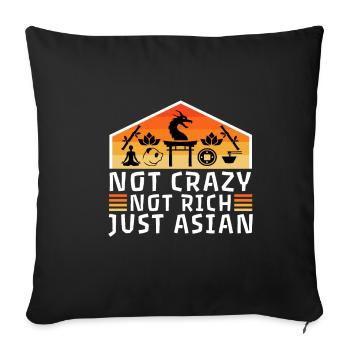 Pas fou Pas riche Juste asiatique - Housse de coussin décorative 45 x 45 cm - noir - Devant