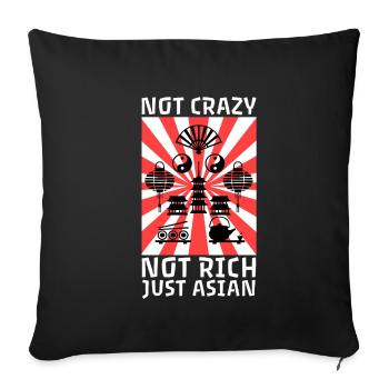 Pas fou Pas riche Juste asiatique - Housse de coussin décorative 45 x 45 cm - noir - Devant
