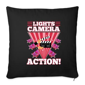 Lights camera action - Sofa pillowcase 17,3'' x 17,3'' (45 x 45 cm) - black - Front
