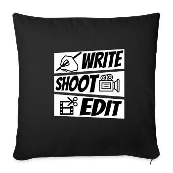 Écrire, Tirer, Modifier, Répéter - Housse de coussin décorative 45 x 45 cm - noir - Devant