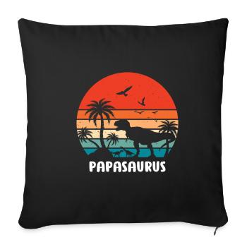 Papasaurus Papa Cadeau Dinosaure Père Dino - Housse de coussin décorative 45 x 45 cm - noir - Devant