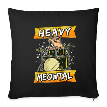 Heavy Meowtal Cat Heavy Metal Rock Cat Drums - Sofa pillowcase 17,3'' x 17,3'' (45 x 45 cm) - black - Front