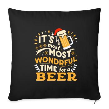 It's the most Wonderful time for a Beer - Sofa pillowcase 17,3'' x 17,3'' (45 x 45 cm) - black - Front