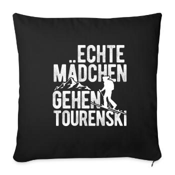 Echt Mädchen Gehe Tourenski Geschenk Skitour Tour - Sofakissenbezug 45 x 45 cm - Schwarz - Vorne